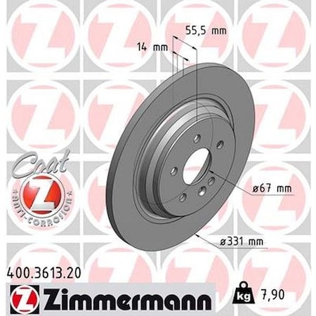 Zimmermann Brake Disc - Standard/Coated, 400.3613.20 400.3613.20